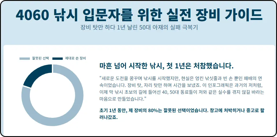 [50대 아재의 낚시 입문] 장비 탓만 하다 1년 날렸습니다. 4060 첫 낚시, 이 장비부터 시작하세요.