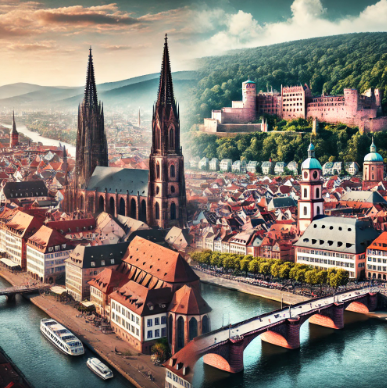 프라이부르크와 하이델베르크 도시 반반사진