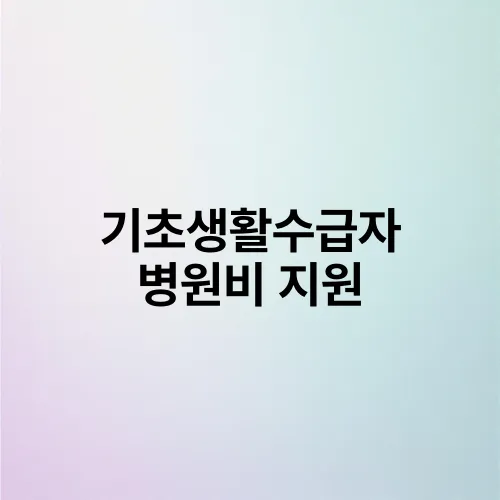 기초생활수급자 병원비 지원