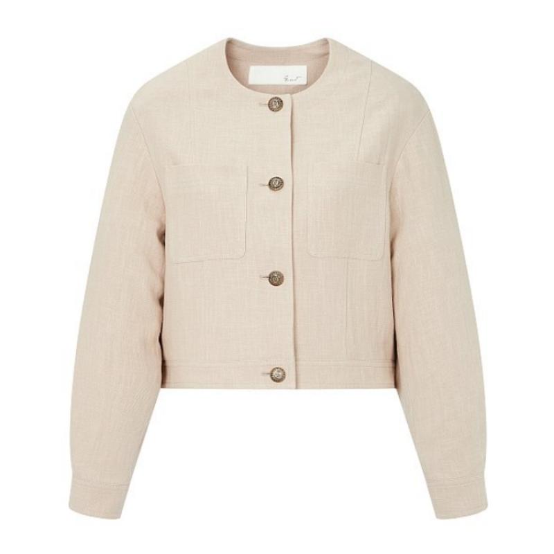 지컷 린넨 코튼 라운드 넥 자켓 7253110109