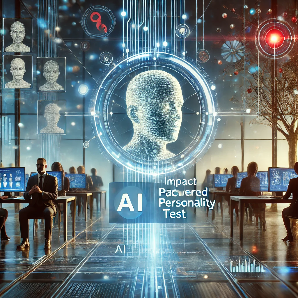 인크루트 인성검사 AI 기반의 인성평가 시스템이 채용시장에 미치는 영향을 상징적으로 표현한 그림