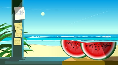 바닷가-수박