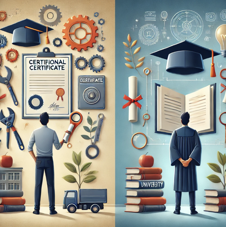 기술자격증과 학위 비교 관련 사진