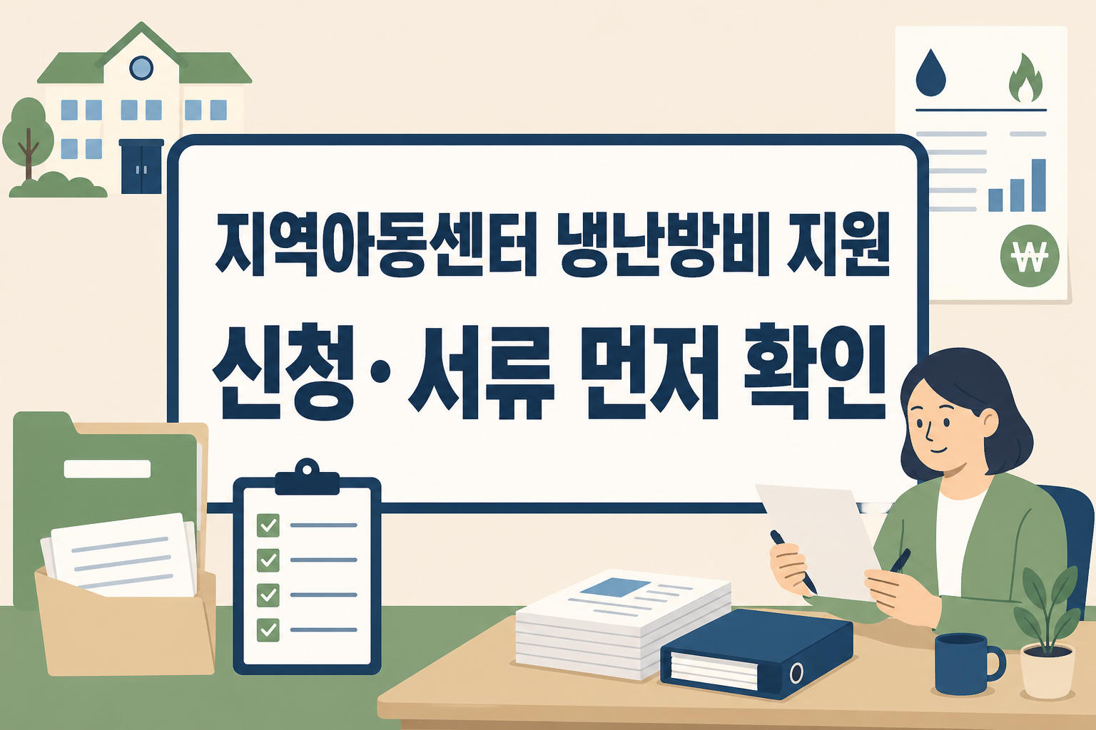 지역아동센터 냉난방비 지원 신청 방법과 필요서류를 확인하기 전 운영비와 서류 기준을 먼저 살펴보도록 안내하는 썸네일 이미지