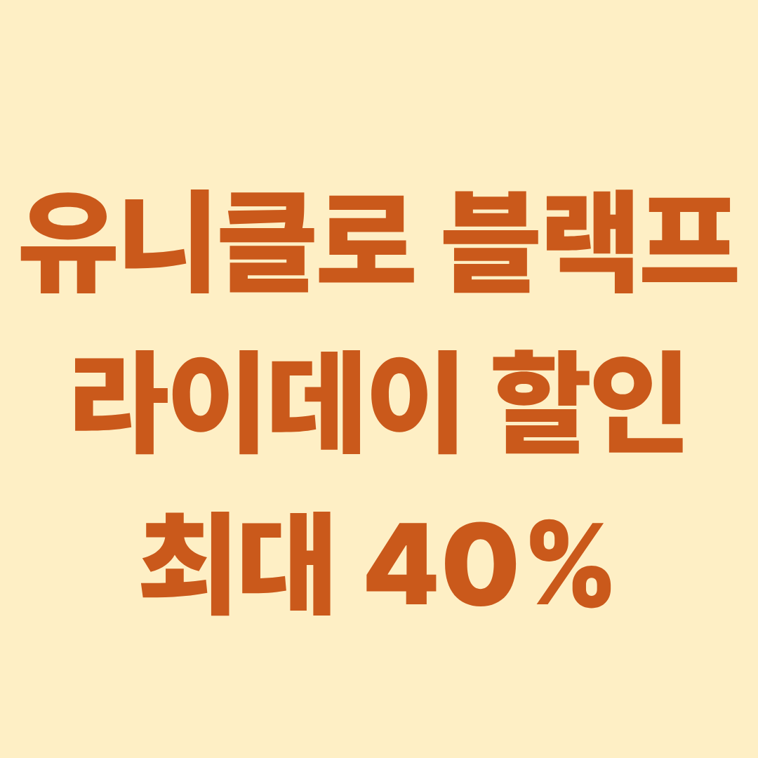 유니클로 블랙프라이데이 할인 최대 40%