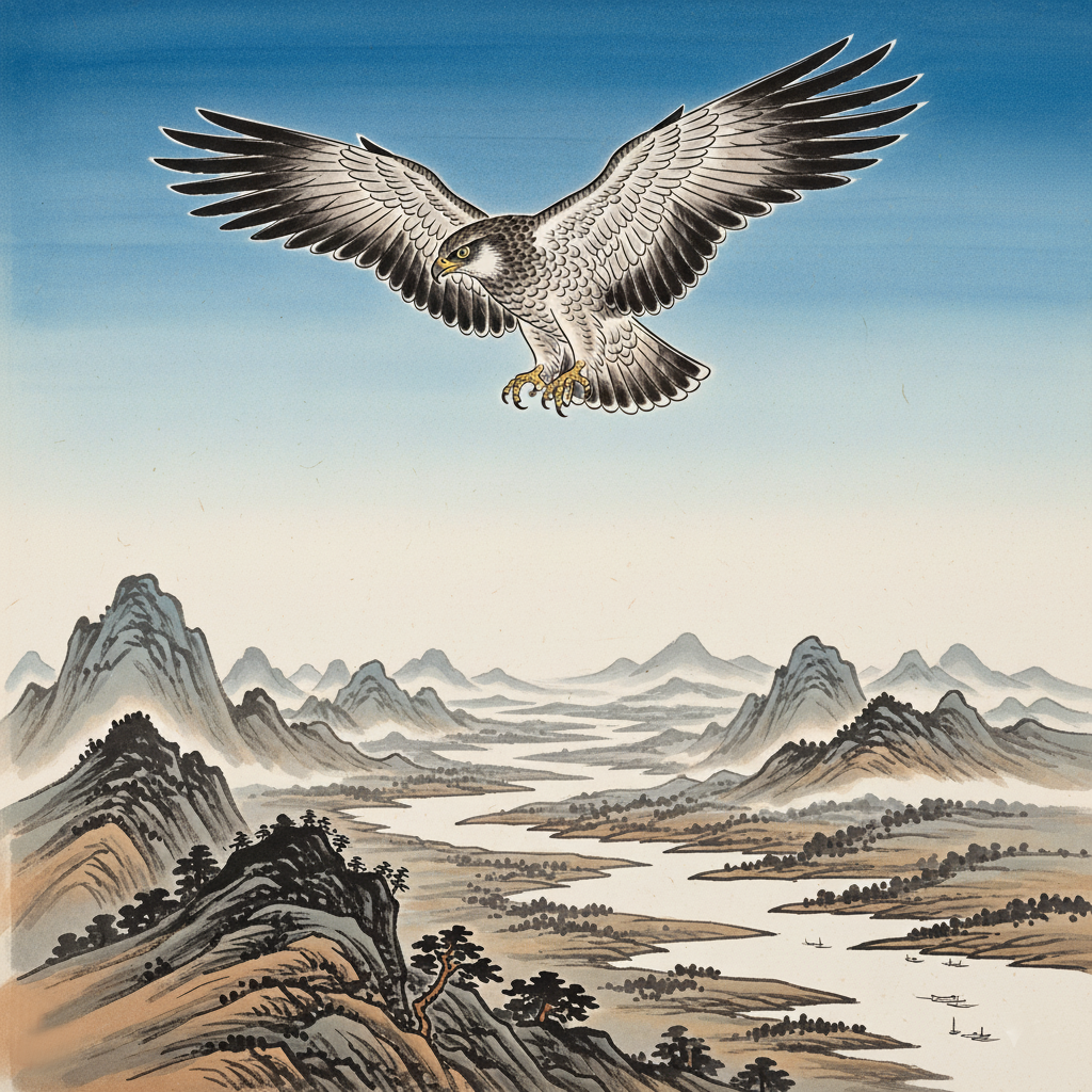 창공을 나는 매와 탁 트인 천하