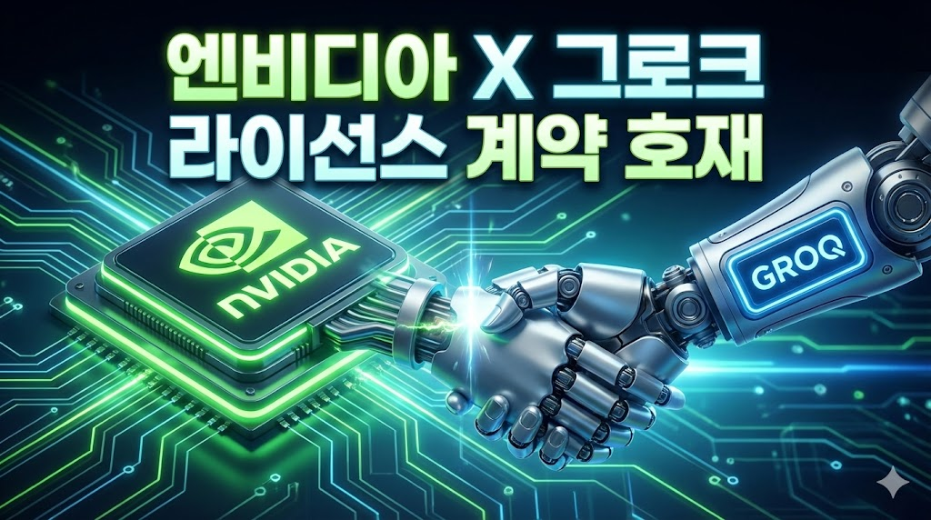 엔비디아와 그로크의 파트너십을 형상화한 3D 일러스트
