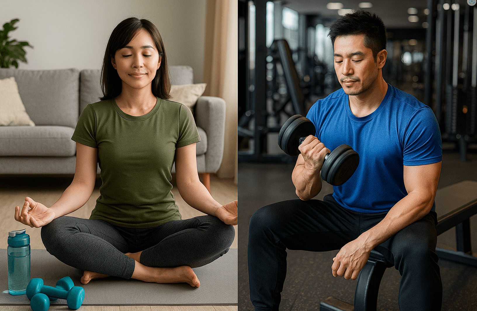 홈 트레이닝과 피트니스 센터 관련 사진