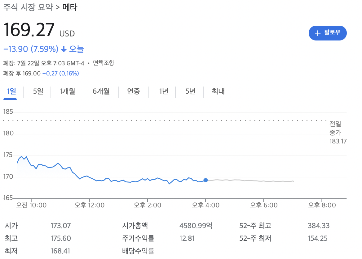 메타 주가