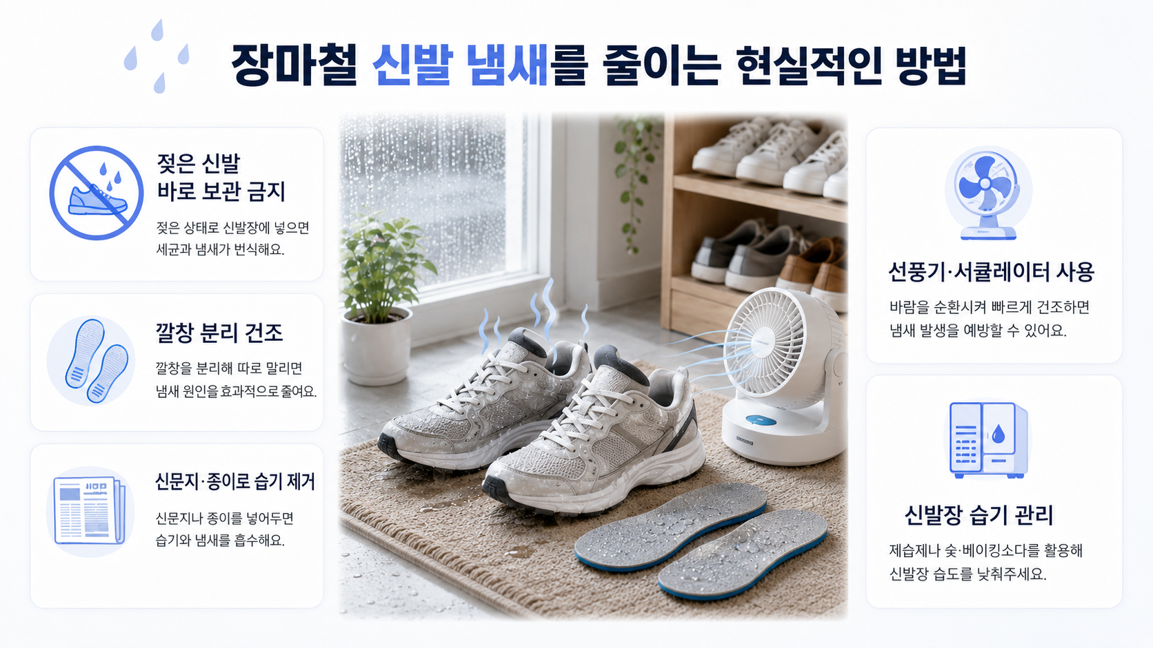 장마철 신발 냄새를 줄이는 방법