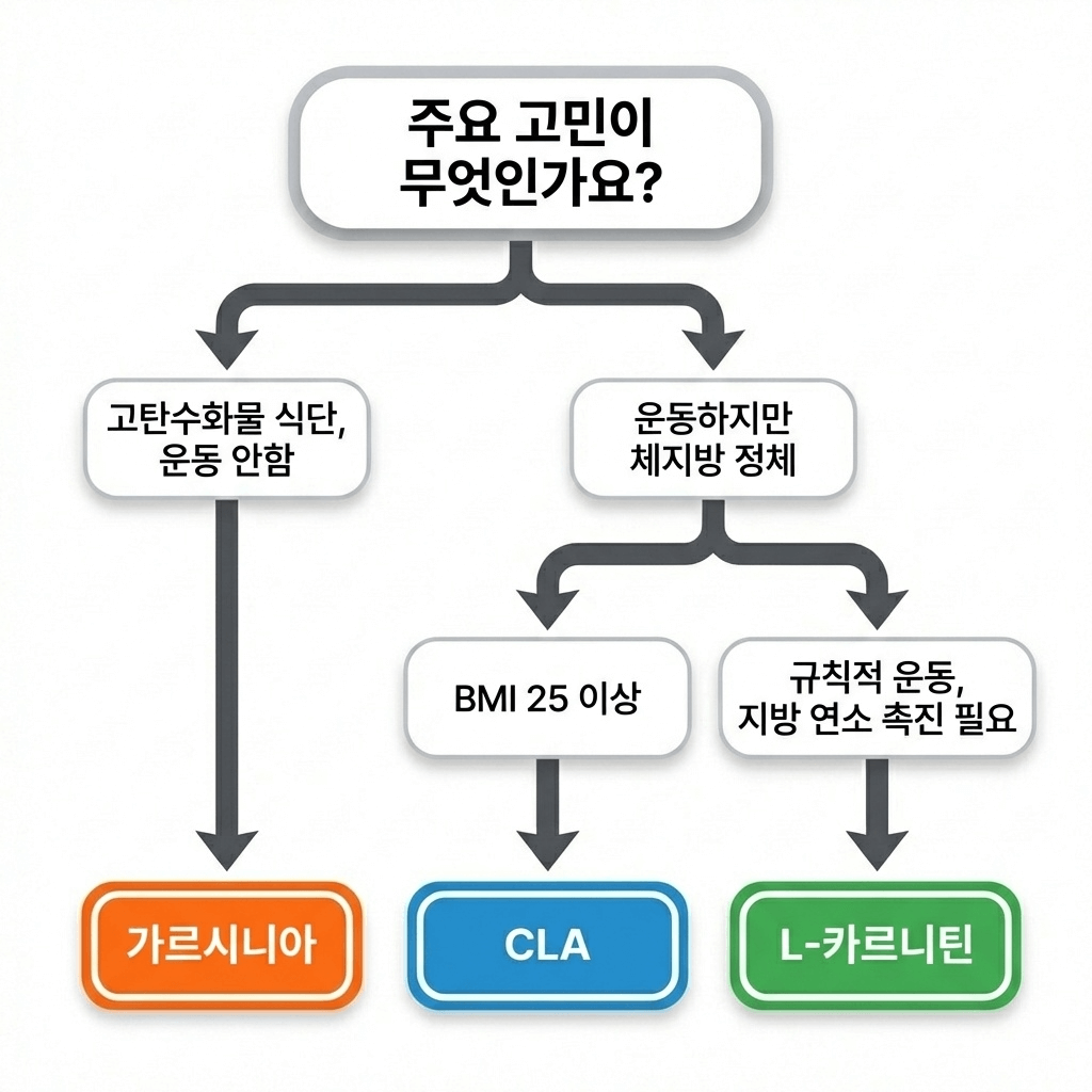 체지방 보조제 목적별 선택 흐름도