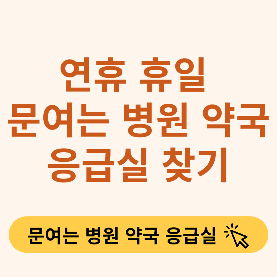 연휴 휴일 문 여는 병원 약국 응급실 찾기