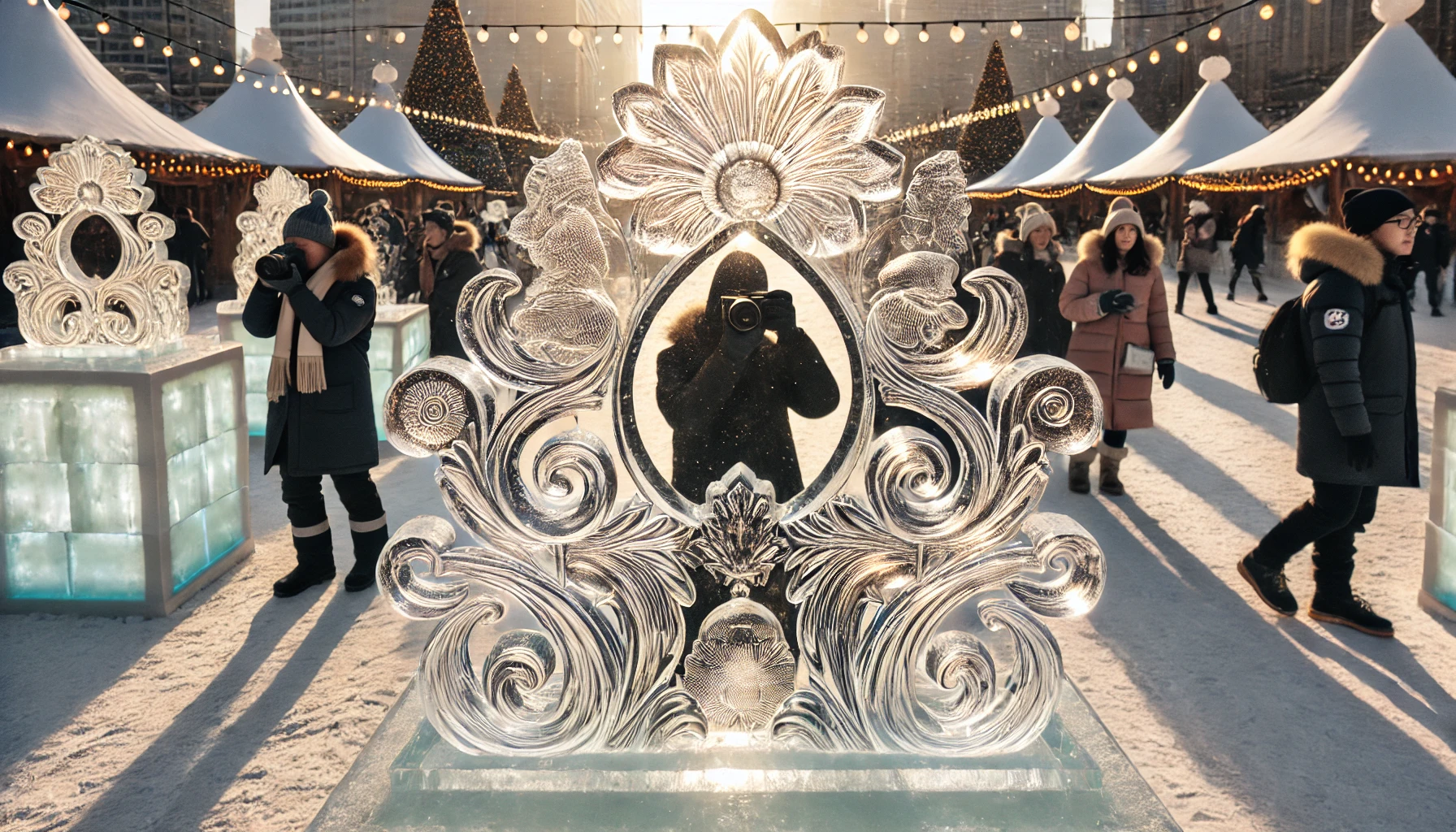 강원도 겨울축제의 하이라이트, 정교한 얼음조각 작품 전시 현장!