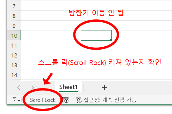 엑셀 키보드 안 먹힘 원인과 해결 방법