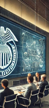 커다란 모니터가 앞에 있고 5명이 앉아있는 모습