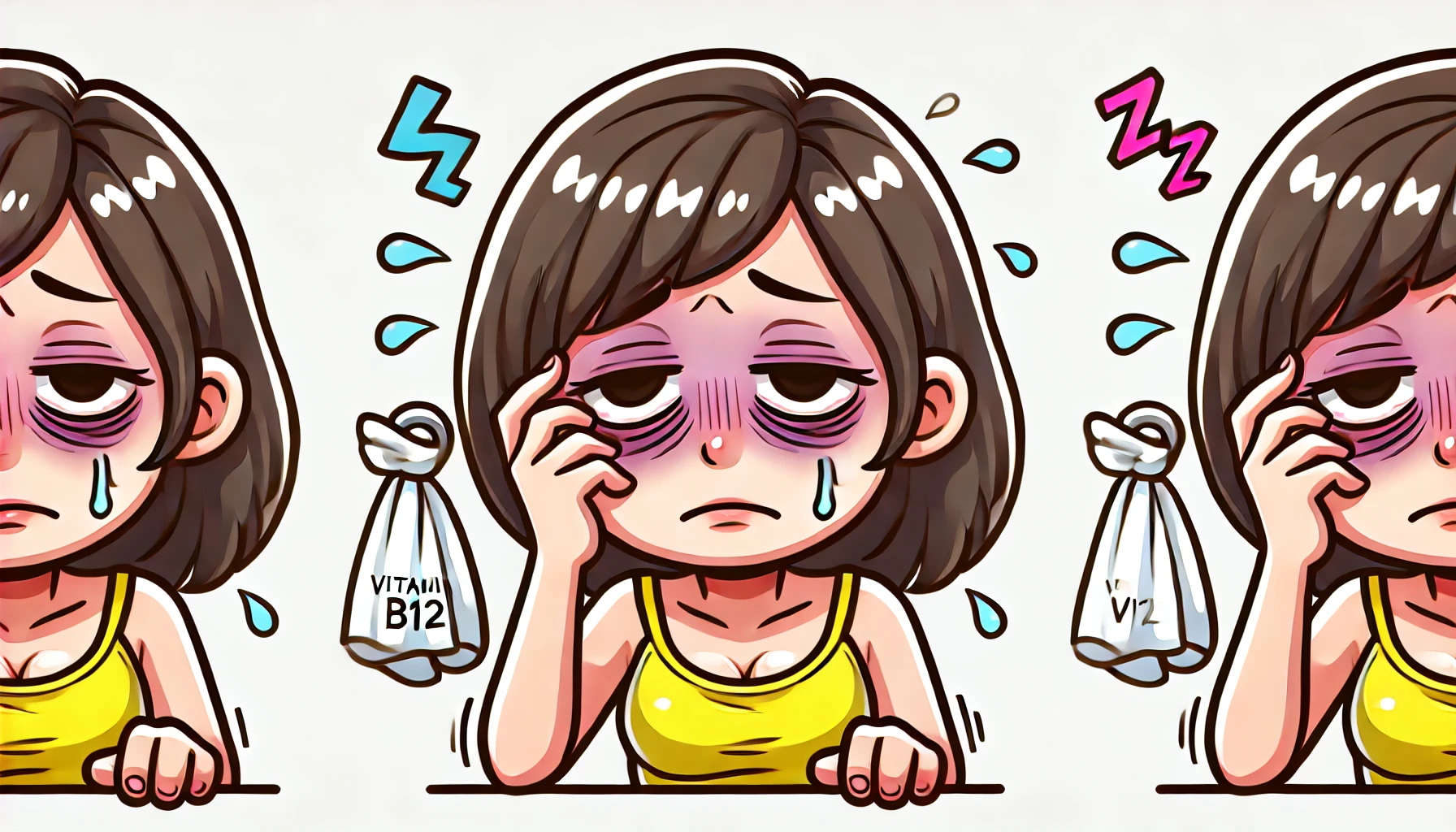 엽산부족으로-빈혈을-느끼는-여자-일러스트