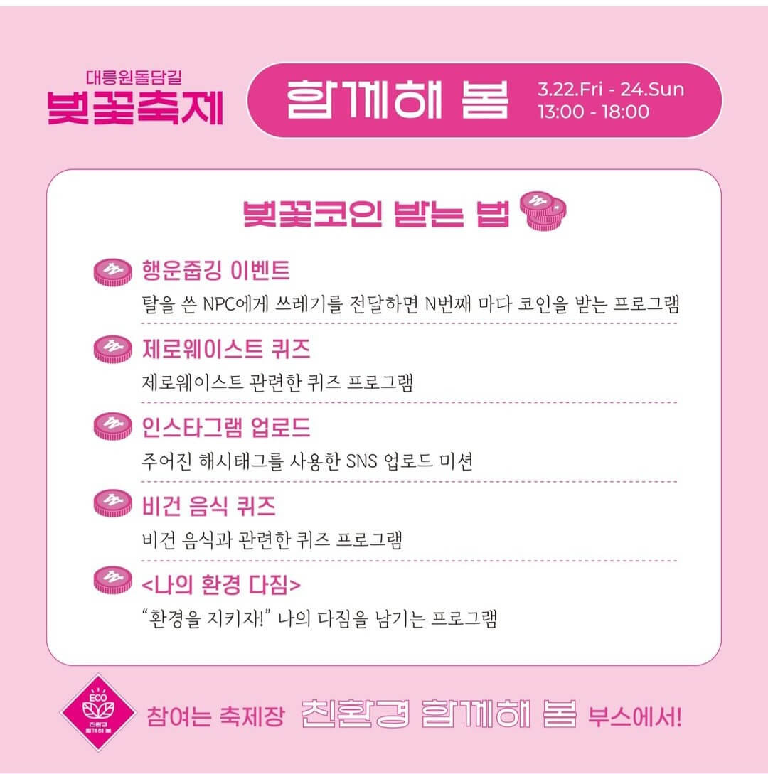 경주대릉원돌담길벚꽃축제 벚꽃코인