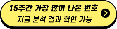 1080회 로또 당첨 번호 15주 동안 가장 많이 나온 숫자