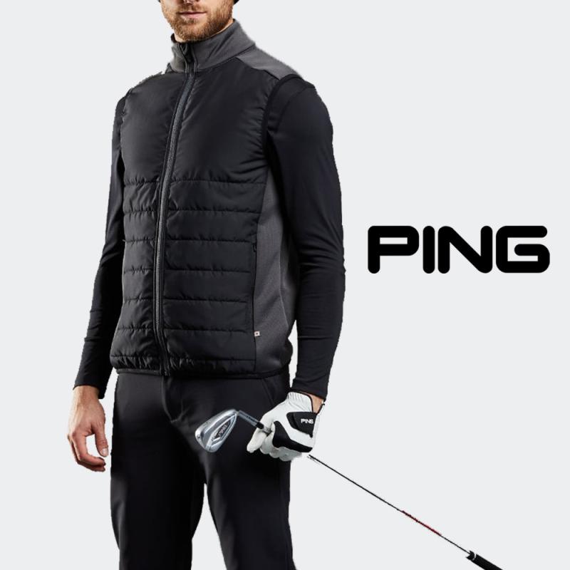 PING 핑 골프웨어 알로 센서웜 풀 집업 베스트 남성 골프 조끼 블랙