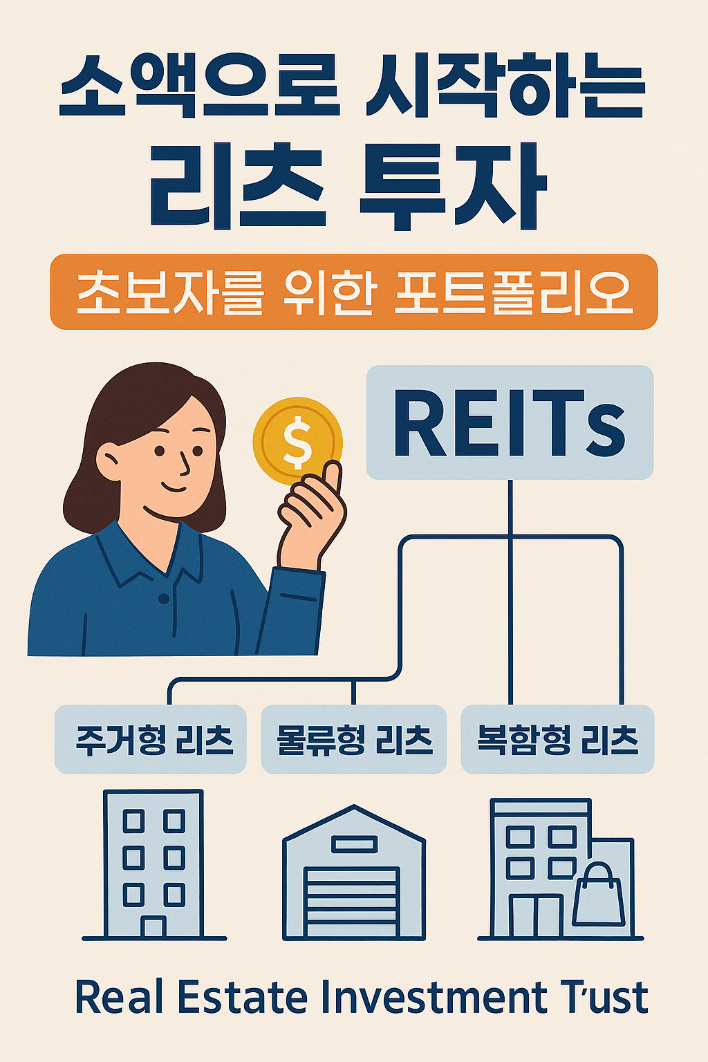 초보자를 위한 리츠 투자 포트폴리오 안내 인포그래픽