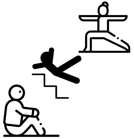 올바른 자세, 계단조심, 쪼그려 앉기