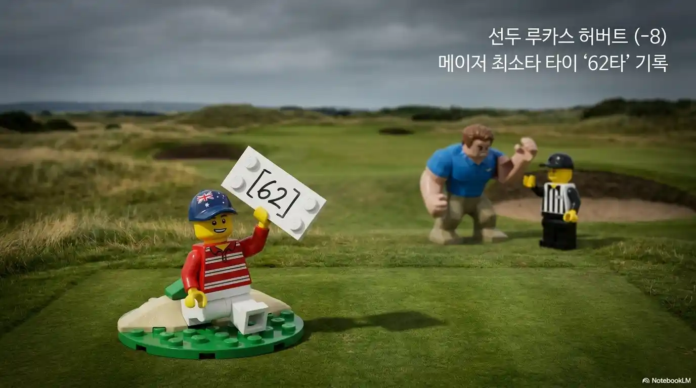 루카스 허버트 디 오픈 선두와 메이저 최소타 62타 기록 이미지