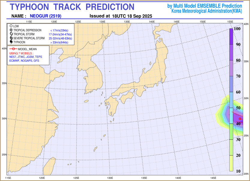 19호 태풍 너구리 트리플 태풍 동시 발생