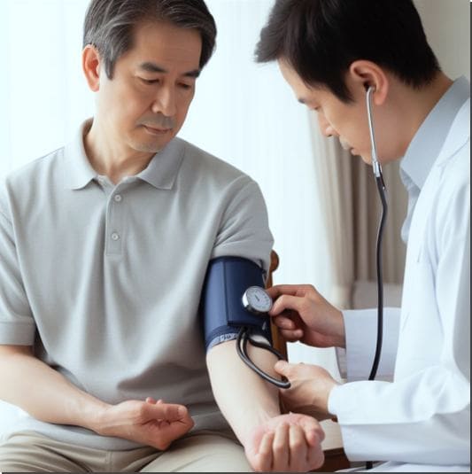 혈압 재보는 순환기 장애 환자