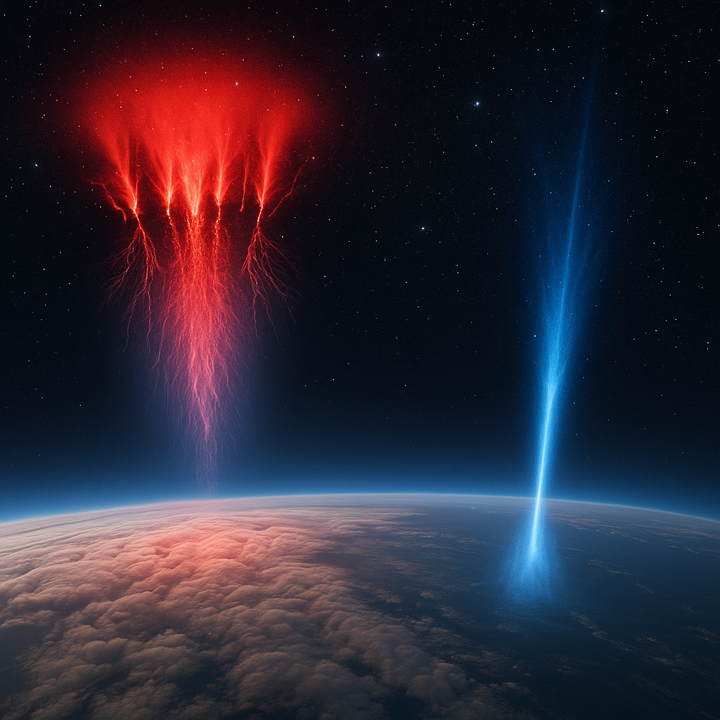 우주선이 포착한 블루 제트 및 레드 스프라이트 현상