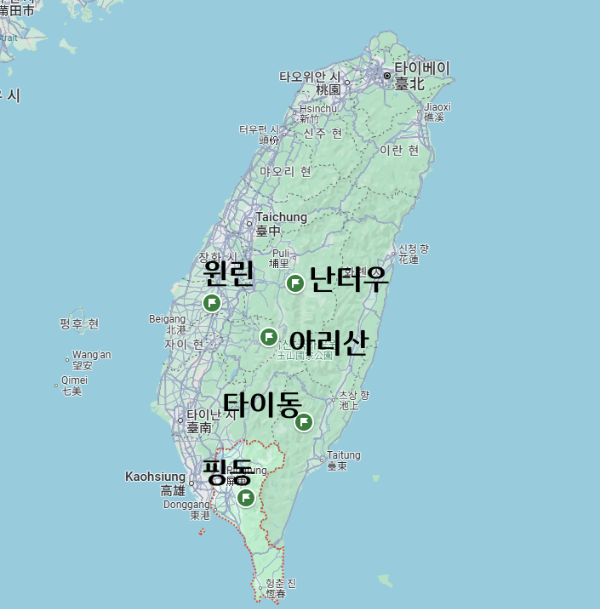 대만의 커피 산업 및 문화_커피 재배 산지