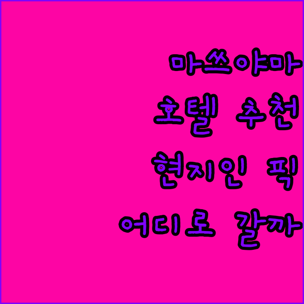 마쓰야마 호텔 어디로 갈까? 현지인이..