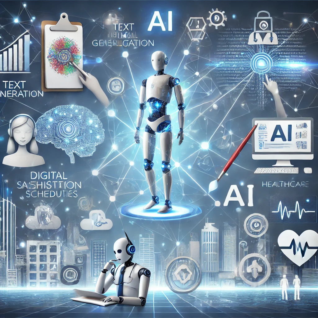 AI 기술이 다양한 분야에 통합되어 있다는 것을 표현