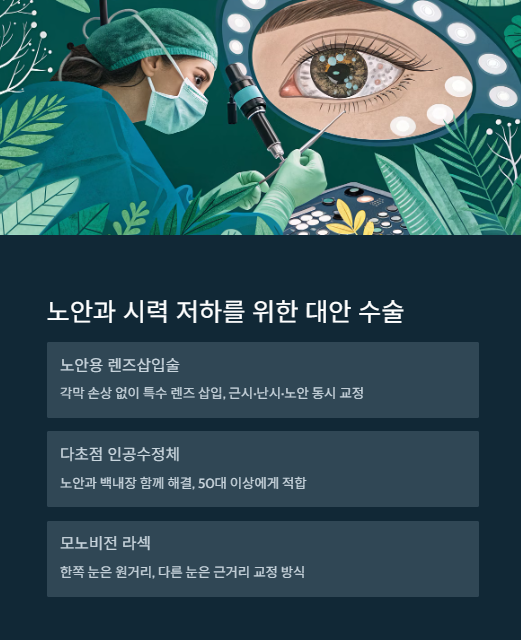 노안과 시력 저하를 위한 대안 수술