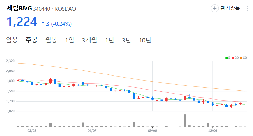 세림B&G-주가-주봉