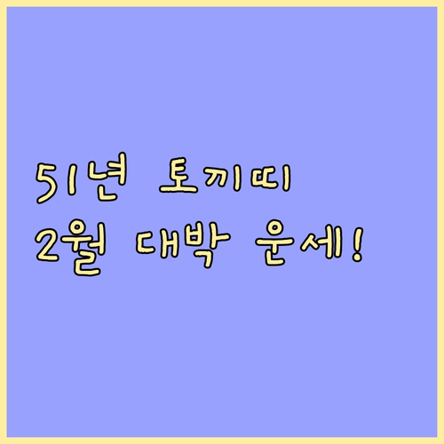 1951년생 토끼띠 2월 종합 운세와..