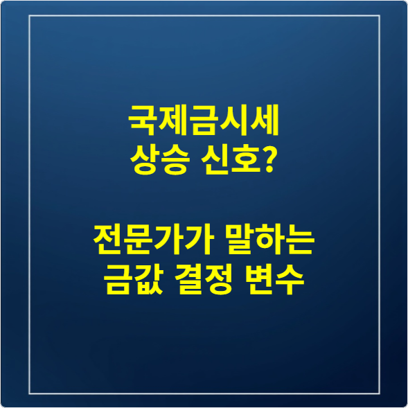 국제금시세 상승 신호 전문가가 말하는 금값 결정 변수