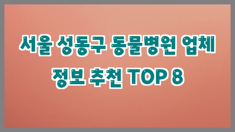 서울 성동구 동물병원