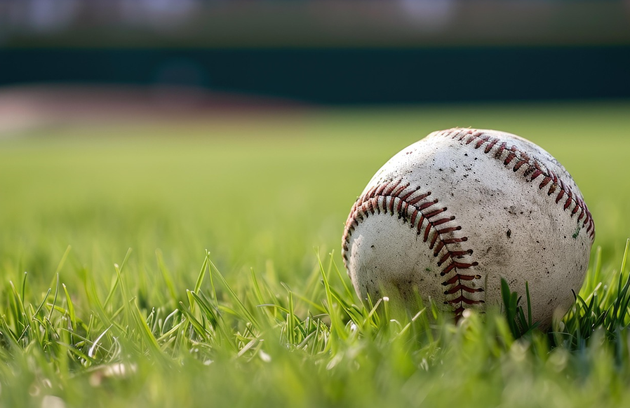 야구 구장의 야구공 이미지