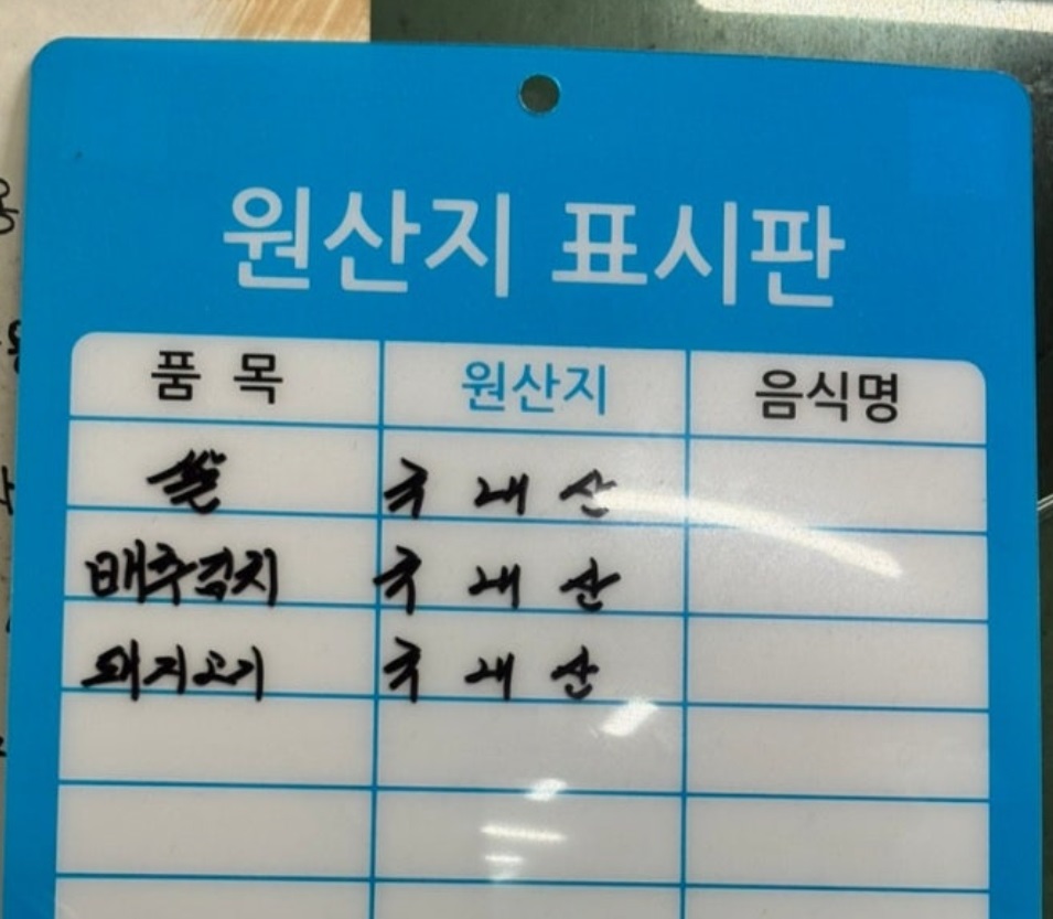 원산지표시판
