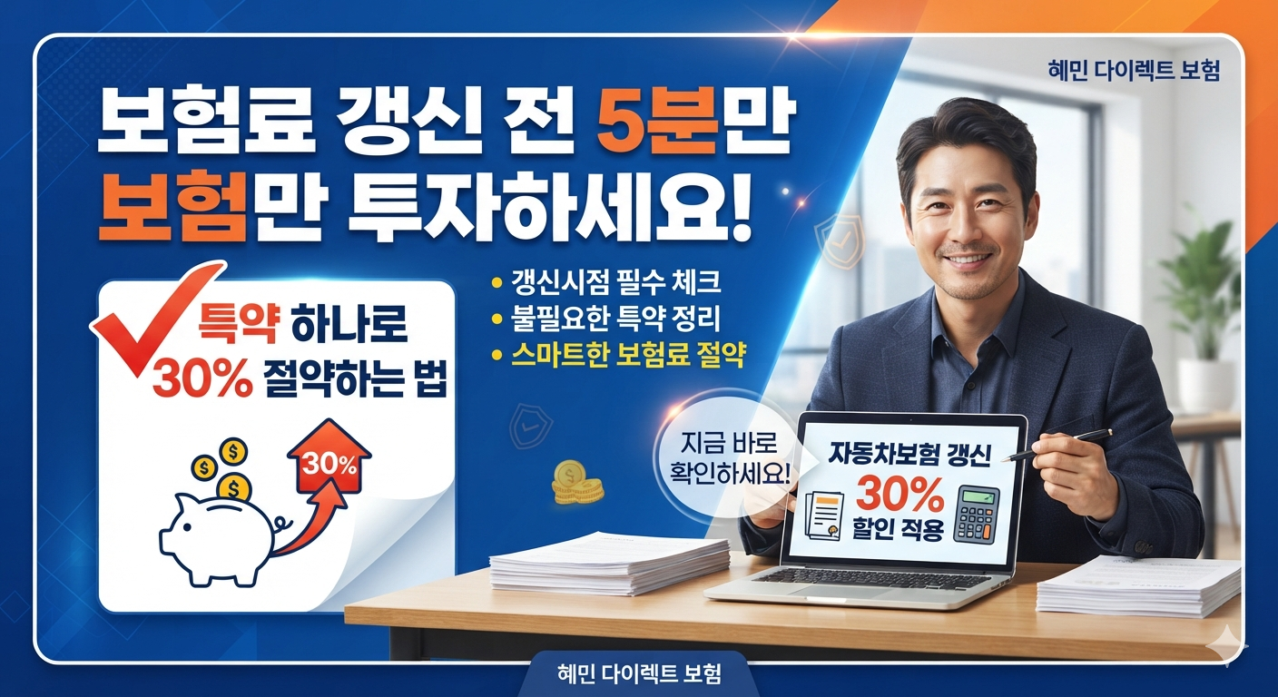 보험료 갱신 전 5분만 투자하세요 &mdash; 특약 하나로 30% 절약하는 법