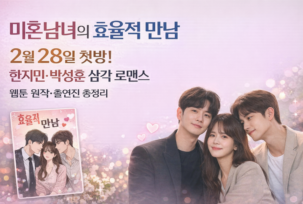 한지민&middot;박성훈 삼각로맨스 웹툰드라마 '미혼남녀의 효율적 만남' 2월 첫방 완벽정리
