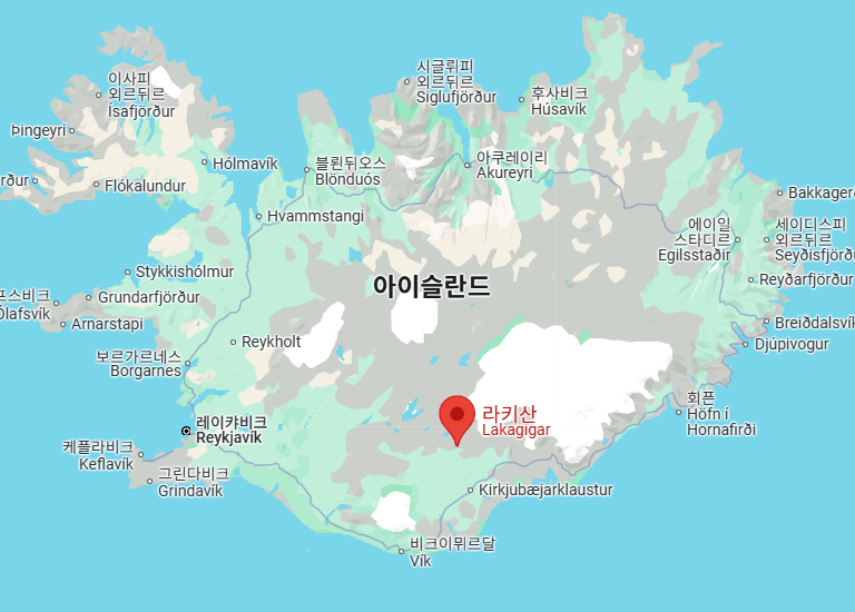 라키 산의 위치를 알 수 있는 지도