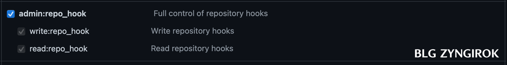 토큰-권한중-damin-repo-hook를-선택한다.