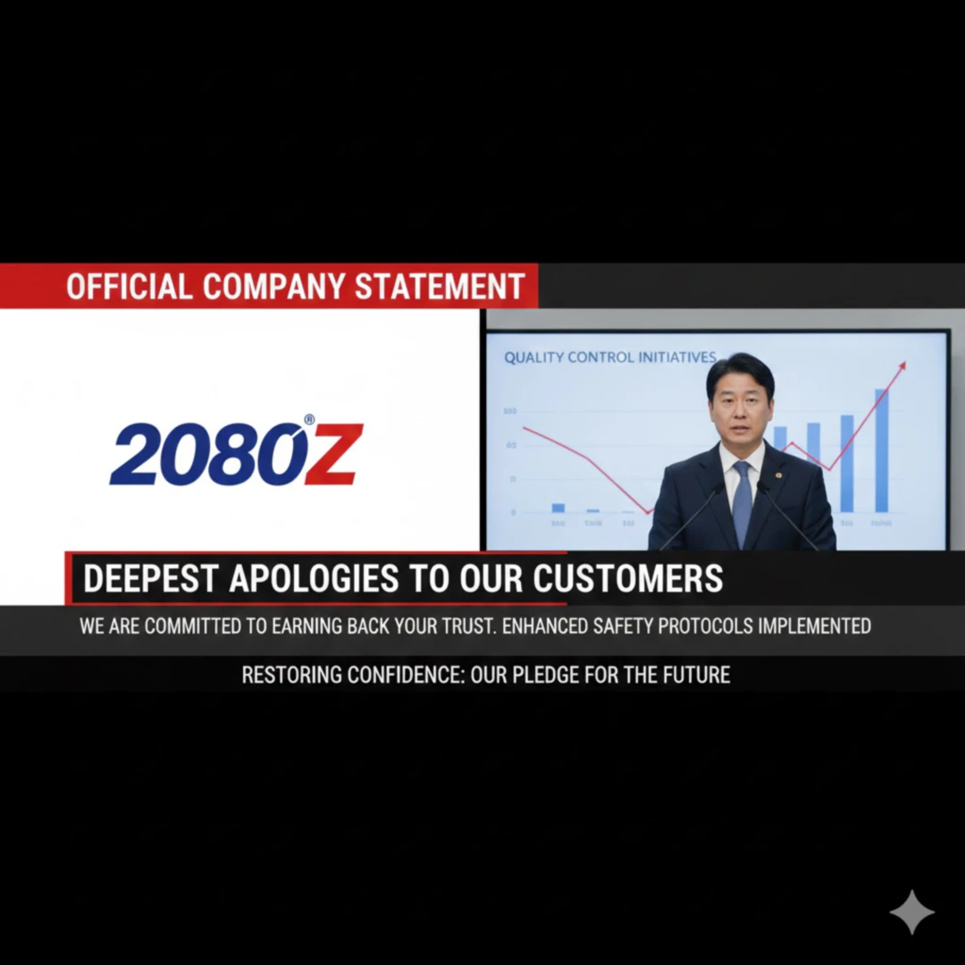 기업 로고가 있는 공식 발표문이나 대변인의 발표 모습 등을 삽입하고&amp;#44; &amp;#39;고객 여러분께 깊이 사과드립니다&amp;#39;와 같은 문구를 추가하여 진정성을 전달합니다. 신뢰를 회복하려는 기업의 노력을 강조합니다.