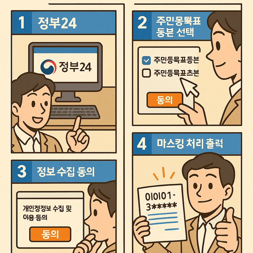 온라인으로 주민등록번호 뒷자리 마스킹 처리하는 방법