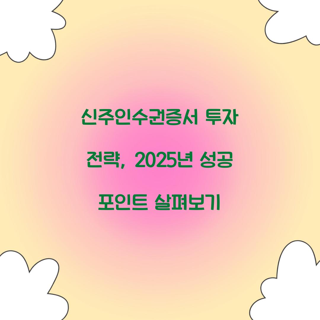 신주인수권증서 투자 전략