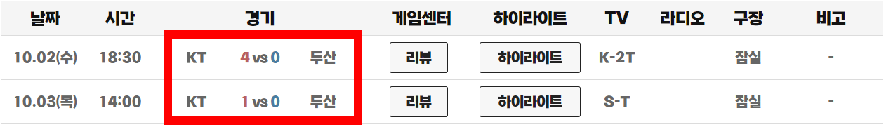 KBO 포스트시즌 일정