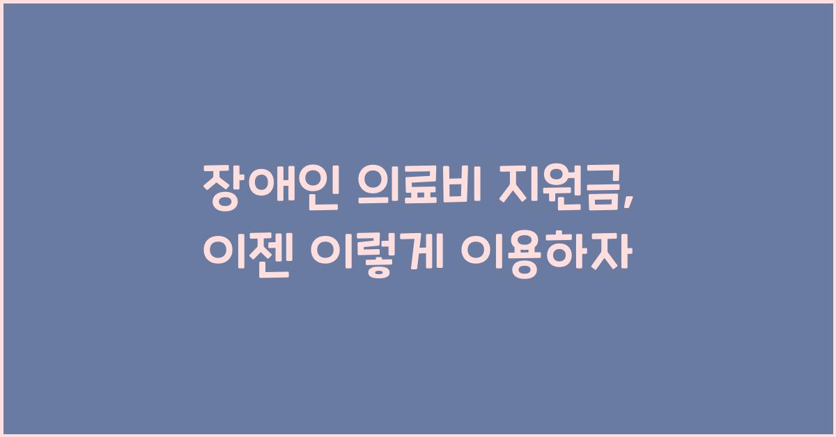 장애인 의료비 지원금