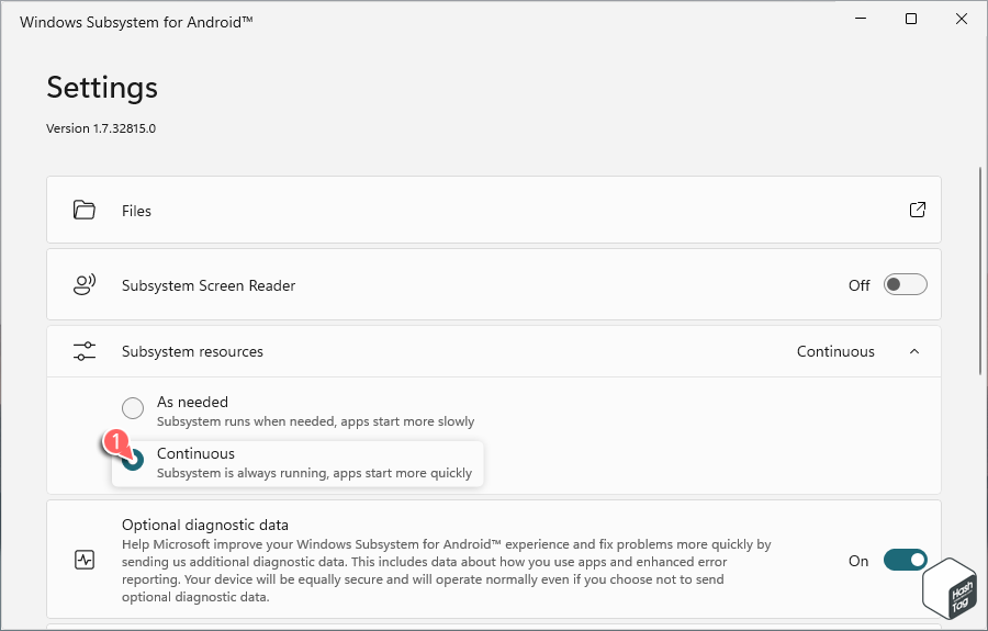 Subsystem Resources Continuous